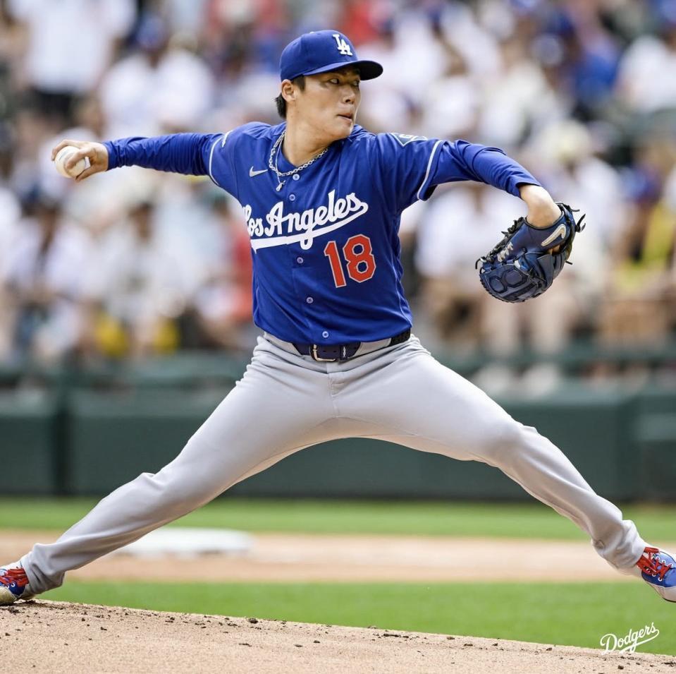 ７勝目を挙げた山本（ロサンゼルス・ドジャース提供）