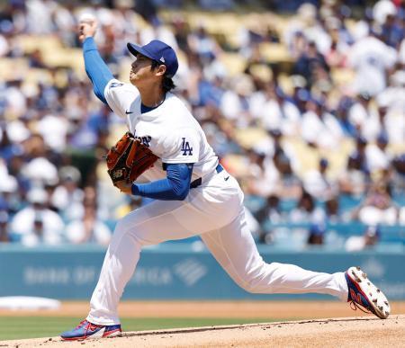 　レイズ戦に先発登板したドジャース・大谷＝ロサンゼルス（共同）