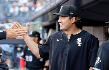 　ホワイトソックスの村上宗隆＝１６日、ニューヨーク（ゲッティ＝共同）
