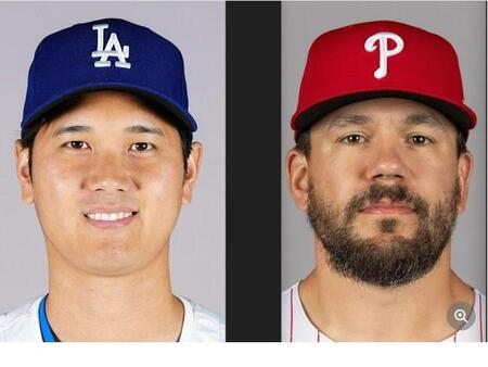 ドジャース・大谷翔平（左）とフィリーズ・カイル・シュワバー