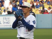 独立記念日の特別ユニホームを着用した山本（撮影・小林信行）