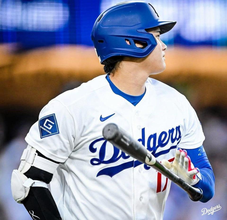 ３回、１９号２ランを放った大谷（ロサンゼルス・ドジャース提供）