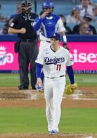 ３回、犠飛を許したドジャース・佐々木（共同）
