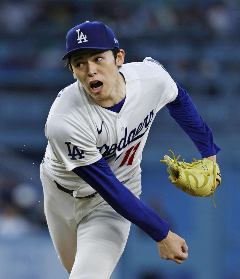ロッキーズ戦に先発したドジャース・佐々木（共同）