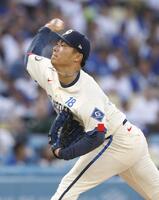 　ダイヤモンドバックス戦に先発したドジャース・山本＝ロサンゼルス（共同）