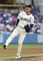 　ダイヤモンドバックス戦に先発したドジャース・山本。６回を５安打６失点で６敗目を喫した＝ロサンゼルス（共同）