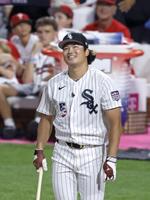 　本塁打競争の第１ラウンドを終えたホワイトソックス・村上＝フィラデルフィア（共同）