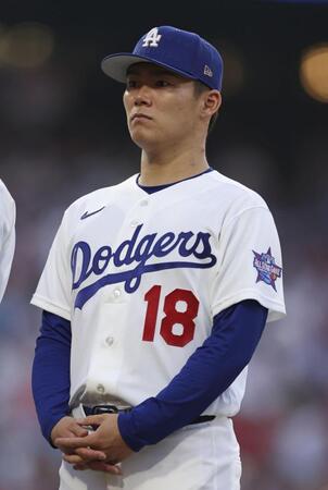 　オールスター戦に臨むドジャース・山本＝フィラデルフィア（ゲッティ＝共同）