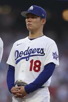 　オールスター戦に臨むドジャース・山本＝フィラデルフィア（ゲッティ＝共同）