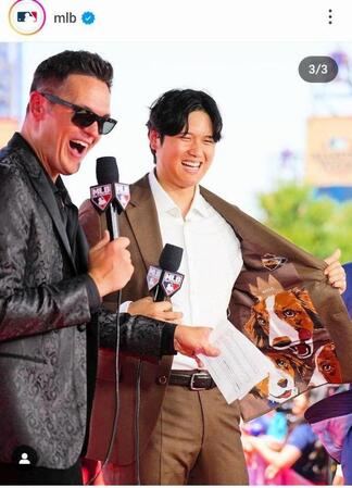 ２４年のオールスターで。デコピンの裏地にインタビュアーも大興奮。ＭＬＢのインスタグラム＠ｍｌｂより