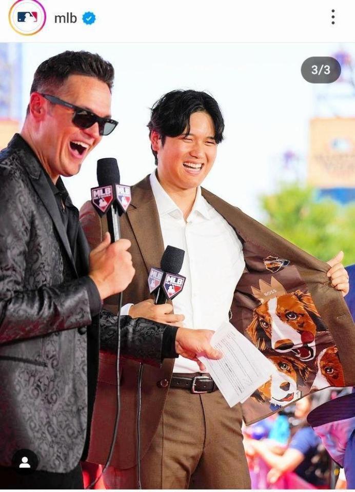 ２４年のオールスターで。デコピンの裏地にインタビュアーも大興奮。ＭＬＢのインスタグラム＠ｍｌｂより