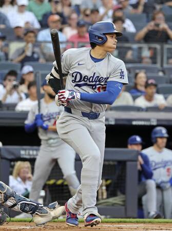 　ヤンキース戦の１回、二ゴロに倒れた大谷（共同）