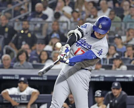 　ヤンキース戦の８回、三飛に倒れた大谷（共同）