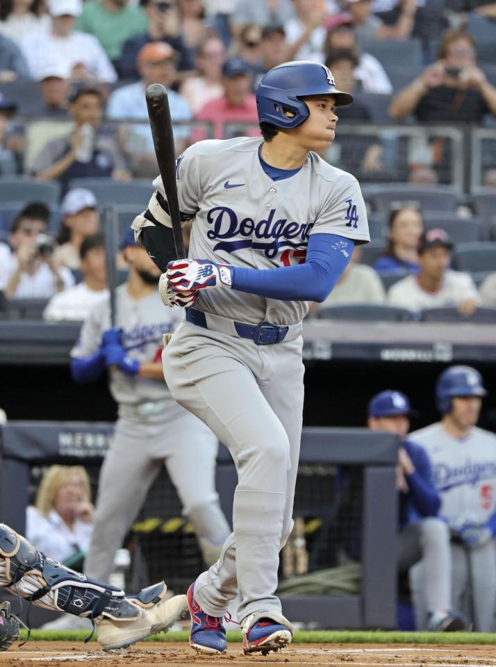 　ヤンキース戦の１回、二ゴロに倒れた大谷（共同）