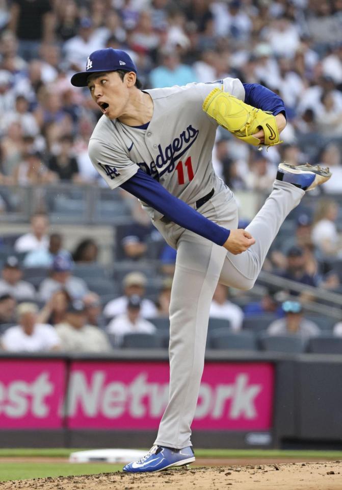 　ヤンキース戦に先発した佐々木（共同）