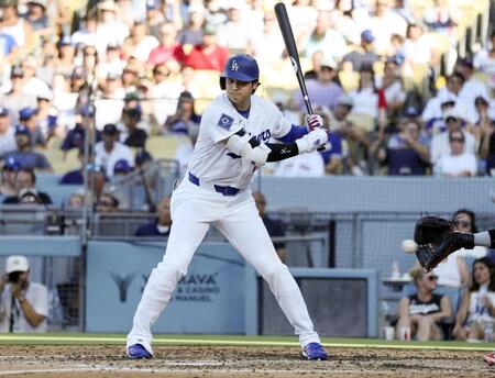 　レッドソックス戦の５回、見逃し三振に倒れたドジャース・大谷＝ロサンゼルス（共同）