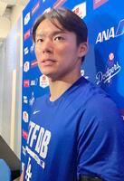 試合後、取材に応じた山本由伸（撮影・小林信行）