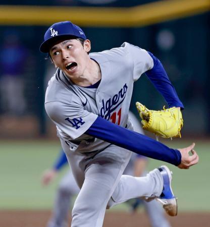 　ダイヤモンドバックス戦に先発したドジャース・佐々木朗。６回２失点で勝敗は付かなかった＝フェニックス（共同）