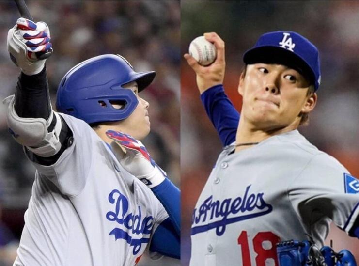 （左から）ドジャース・大谷翔平、山本由伸（ともに提供・共同通信社）