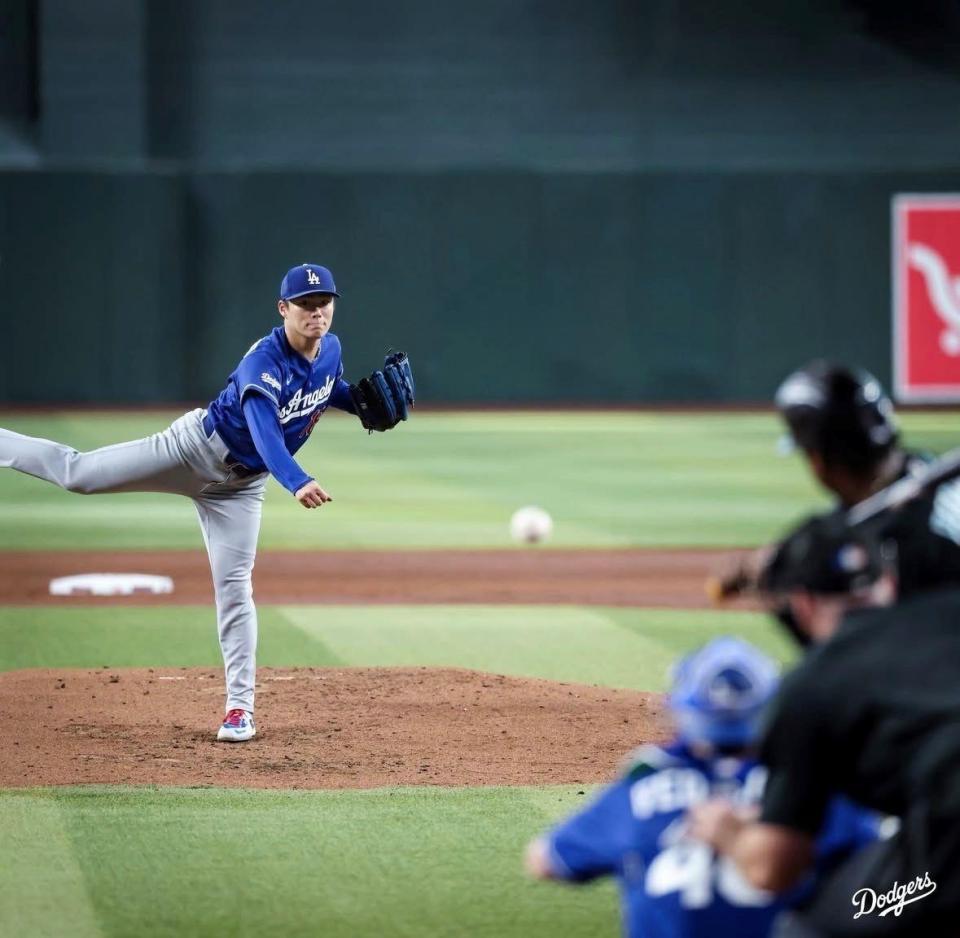 ダイヤモンドバックス戦に先発した山本（ロサンゼルス・ドジャース提供）