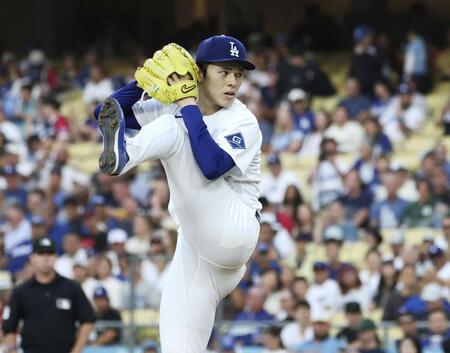 　ブルワーズ戦に先発したドジャース・佐々木朗＝ロサンゼルス（共同）