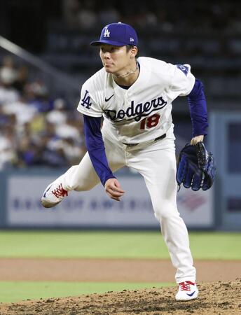 　ブルワーズ戦に先発し、６回を１失点で12勝目を挙げたドジャース・山本＝ロサンゼルス（共同）