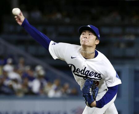 　ブルワーズ戦に先発し、６回を１失点で12勝目を挙げたドジャース・山本＝ロサンゼルス（共同）