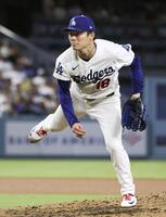 　ブルワーズ戦に先発し、６回を１失点で12勝目を挙げたドジャース・山本＝ロサンゼルス（共同）