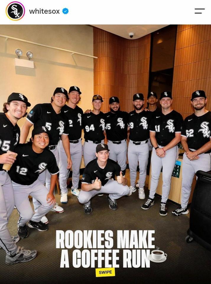 ホワイトソックスの公式インスタグラム（ｗｈｉｔｅｓｏｘ）より