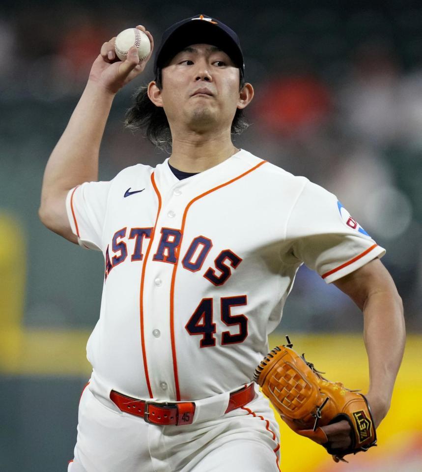 　エンゼルス戦の６回から登板し、３回２安打２失点だったアストロズ・今井＝ヒューストン（ＡＰ＝共同）