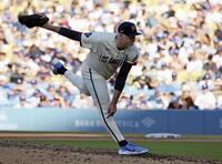 　パイレーツ戦に先発したドジャースのスクバル＝ロサンゼルス（共同）