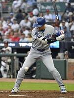 　ブレーブス戦の２回、見逃し三振に倒れるドジャース・大谷＝アトランタ（共同）