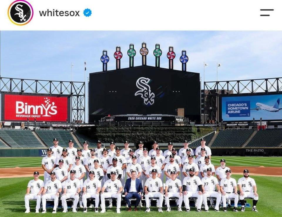 本拠地で撮影された集合写真。ホワイトソックスの公式インスタグラム（ｗｈｉｔｅｓｏｘ）より