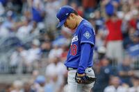 　ブレーブス戦の１回、先頭打者本塁打を浴びたドジャース・山本＝アトランタ（ＡＰ＝共同）