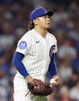 レッズ戦の４回、３ランを浴びた今永（ゲッティ＝共同）