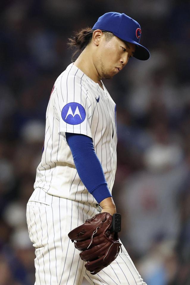 レッズ戦の５回、２ランを浴びた今永（ゲッティ＝共同）