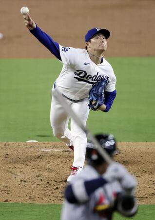 　カージナルス戦に先発したドジャース・山本＝ロサンゼルス（共同）
