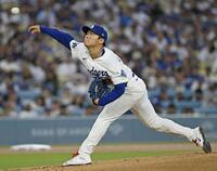 　カージナルス戦に先発したドジャース・山本＝ロサンゼルス（共同）