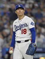 　カージナルス戦の６回、サジェシに２ランを浴びたドジャース・山本＝ロサンゼルス（共同）