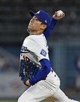 　カージナルス戦に先発したドジャース・山本＝ロサンゼルス（共同）