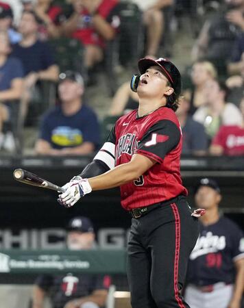 　ツインズ戦の４回、左飛に倒れるホワイトソックス・村上＝シカゴ（共同）