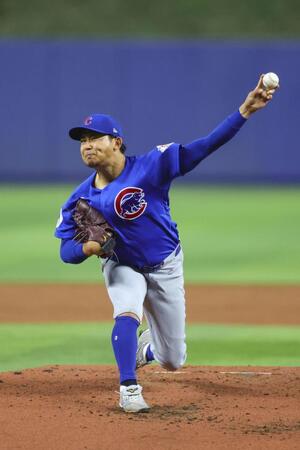 　マーリンズ戦に先発したカブス・今永＝マイアミ（ＭＬＢ提供・ゲッティ＝共同）