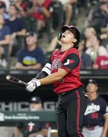 　ツインズ戦の４回、左飛に倒れるホワイトソックス・村上＝シカゴ（共同）