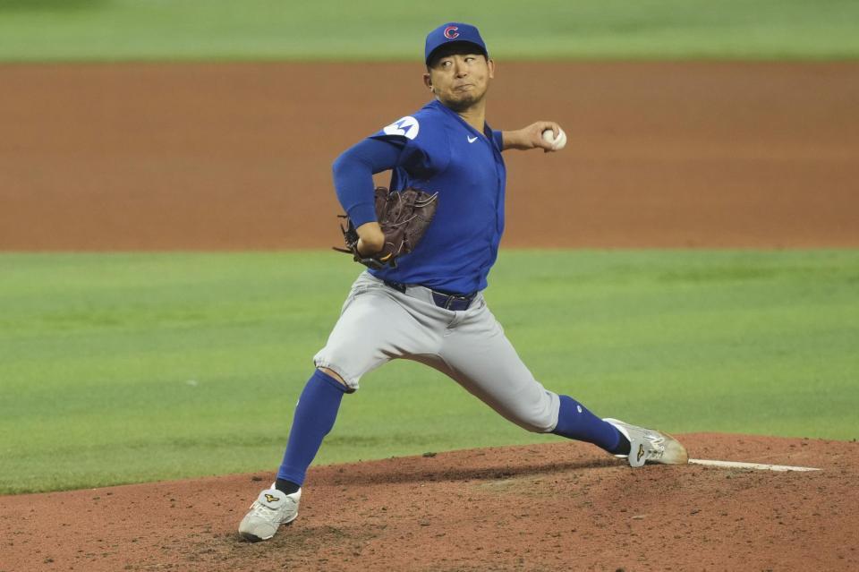 　マーリンズ戦に先発したカブス・今永＝マイアミ（ＡＰ＝共同）