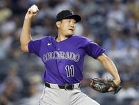 ヤンキース戦に先発した菅野（ゲッティ＝共同）
