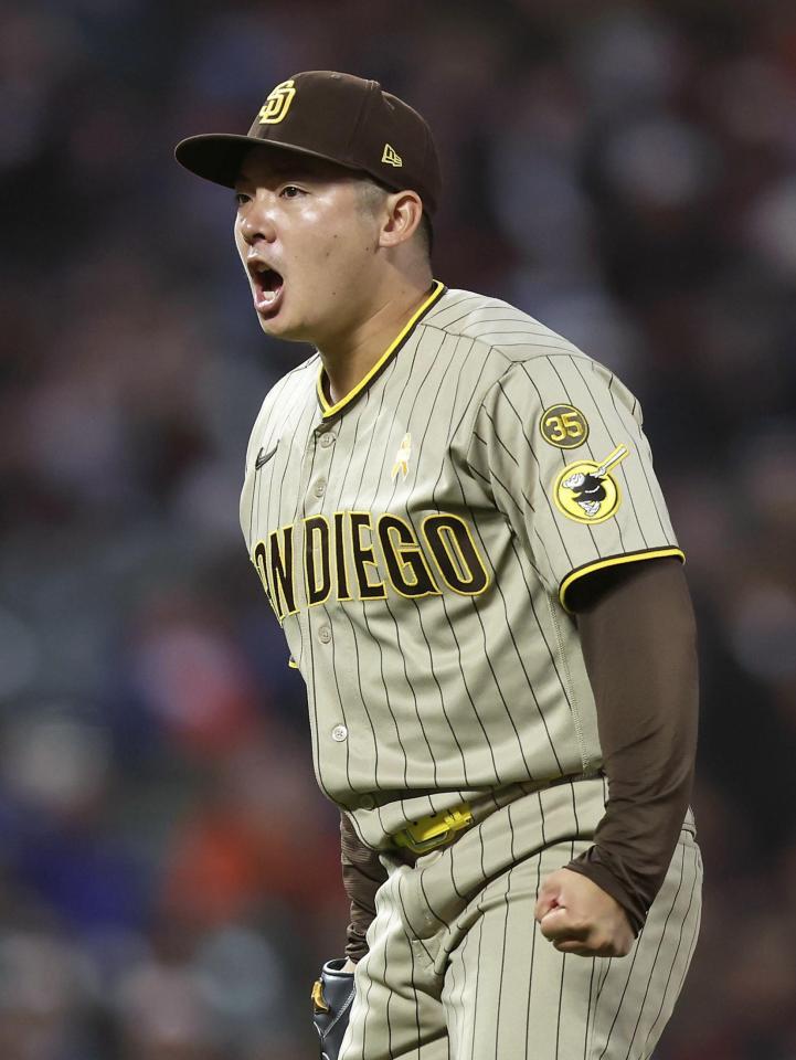９回に登板し、今季初セーブを挙げた松井（ゲッティ＝共同）