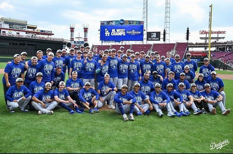５年連続の地区優勝を決めたドジャースの選手たち（ロサンゼルス・ドジャース提供）