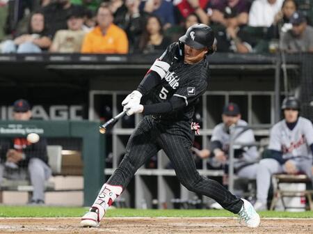 　タイガース戦の４回、二ゴロに倒れるホワイトソックス・村上＝シカゴ（共同）