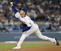 　パドレス戦に先発したドジャース・山本＝ロサンゼルス（共同）