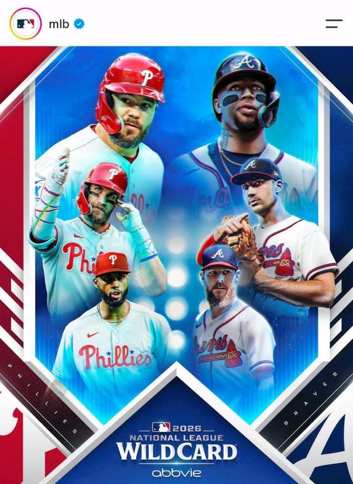 ＷＣＳブレーブス－フィリーズ戦のビジュアル。ＭＬＢ公式インスタグラム（ｍｌｂ）より